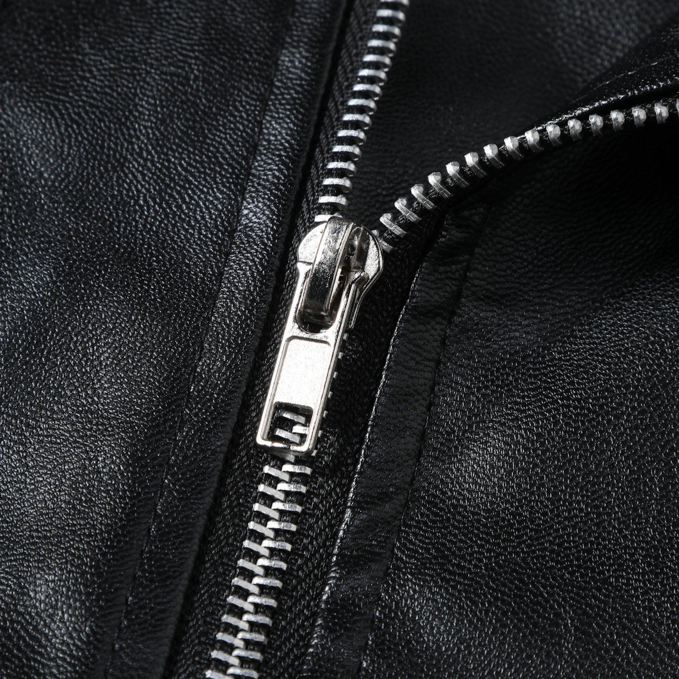 Lederjacke Herren Biker Style Asymmetrisch Schwarz Modern