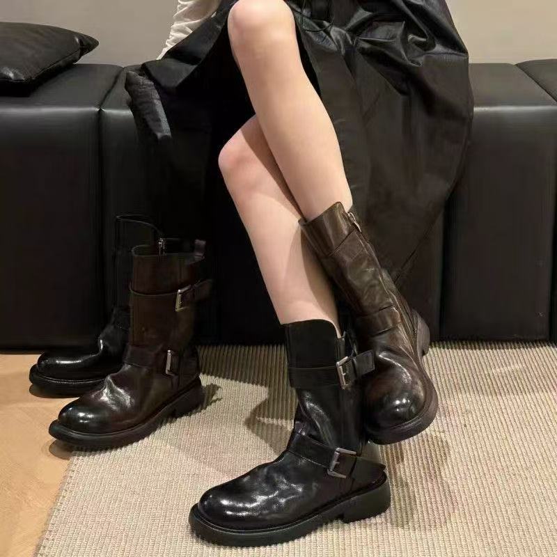 Damen Stiefel Modisch Verstellbar Riemendesign Schuhe - BerlinGlamour