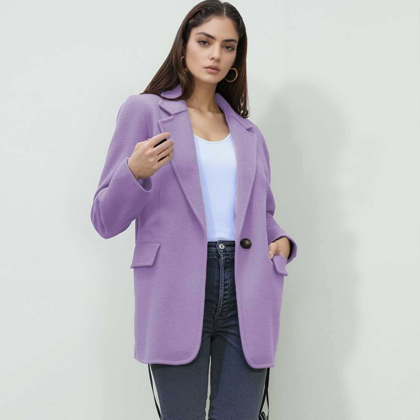 Damen Blazer Elegant Slim Fit Schwarz