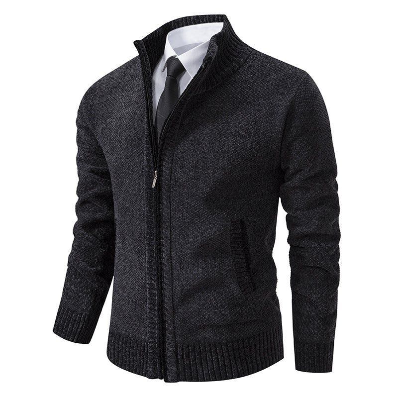 Herren Strickjacke Modern Elegante Reißverschluss Kragen
