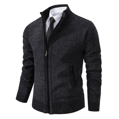Herren Strickjacke Modern Elegante Reißverschluss Kragen