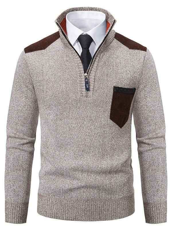 Herren Pullover Modern Kurz Reißverschluss Elegantes Design - BerlinGlamour