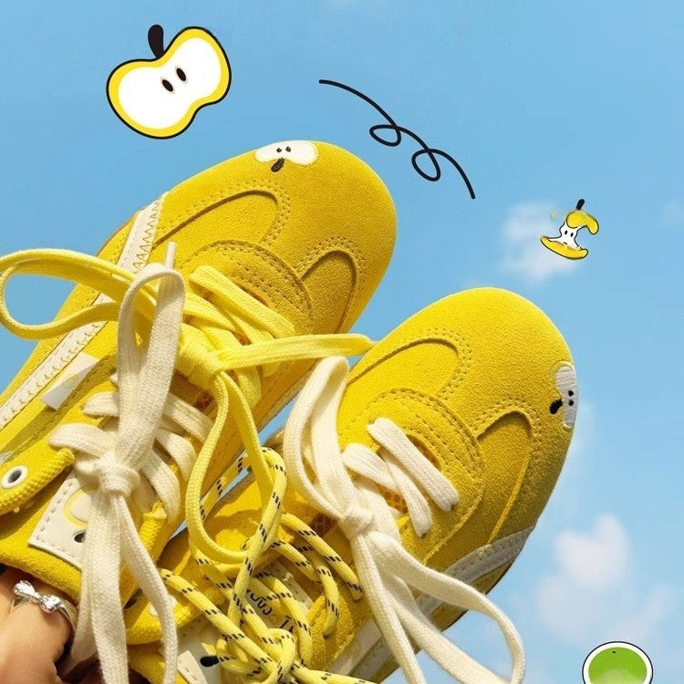 Damen Sneaker Apfel Motiv Freizeitschuhe Farbenfroh