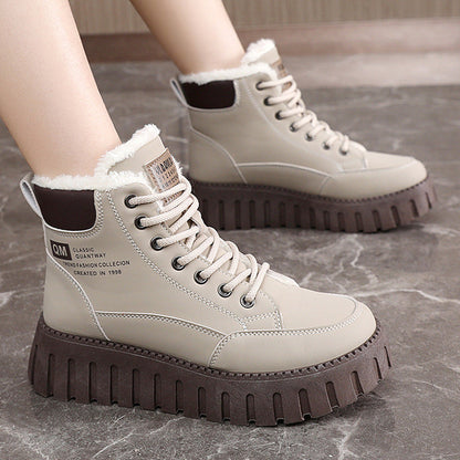 Damen Winterboots Schnürboots Flauschig Warm