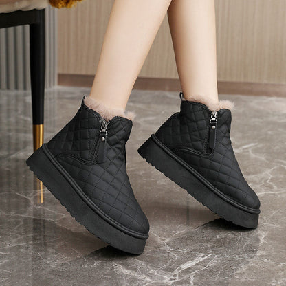 Damen Stiefel Warm Gefüttert Ankle Boots Reißverschluss