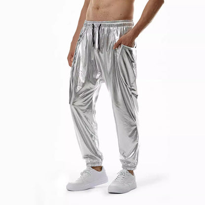 Herren Freizeithose Glänzend Elastisch Mit Seitentaschen