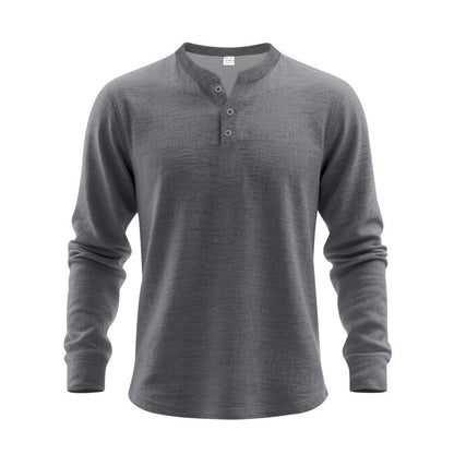 Herren Langarmshirt Strukturiert Knopfleiste Modern Berlin