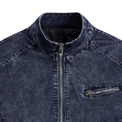 Herren Jeansjacke Modern mit Reißverschlusstaschen Schwarz