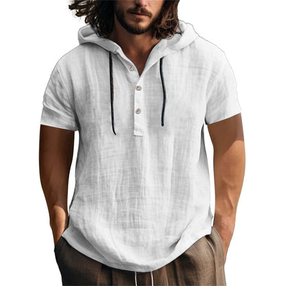 Herren Hoodie Kurzarm Lässig Mit Knöpfen Modern - BerlinGlamour