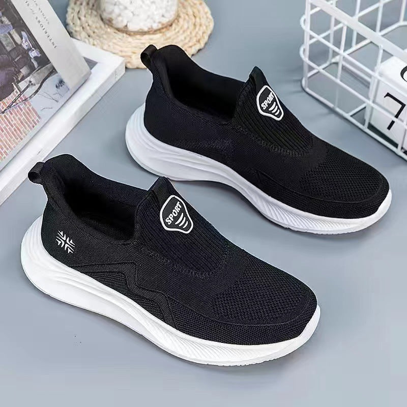 Damen Sneaker Sportlich Atmungsaktiv Elastisch Schwarz
