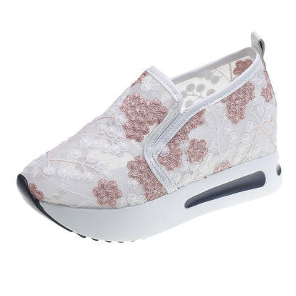 Damen Sneaker Slip-On Blumen Stickerei Mode Schuhe