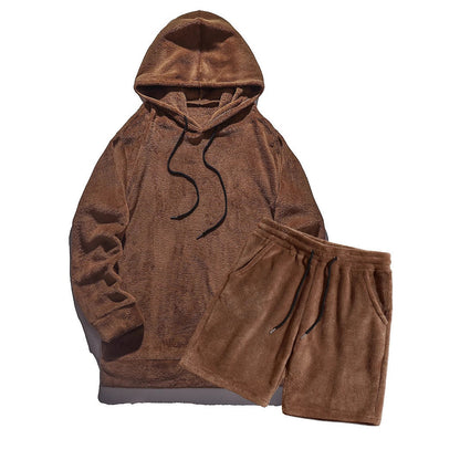 Herren Hoodie Shorts Set Bequem Kuschelig Sportlich