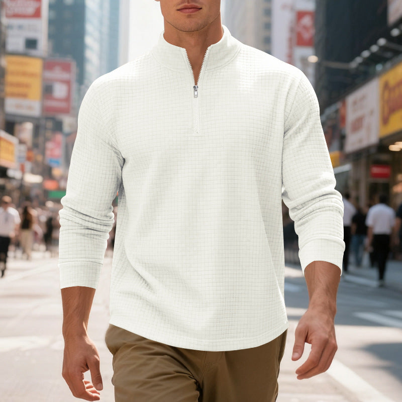 Herren Sportpullover Strukturiert Modern Zip