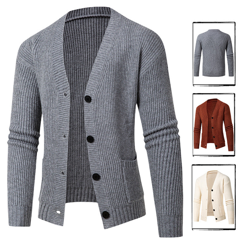 Herren Strickjacke Modern mit Feinripp Design