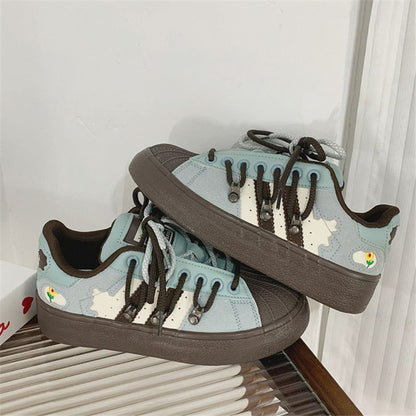 Damen Sneaker Sportlich Bequem Schnürschuhe