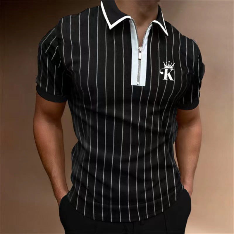 Herren Poloshirt Kurzarm Streifenmuster Modern - BerlinGlamour