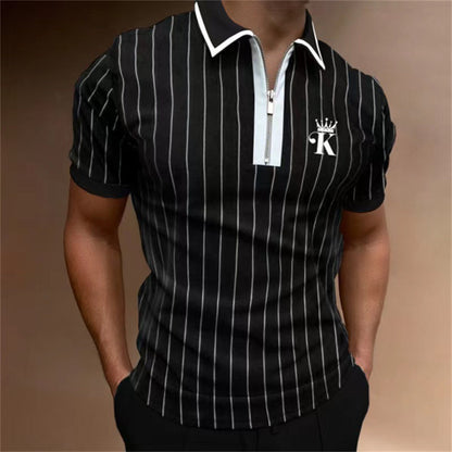 Herren Poloshirt Kurzarm Streifenmuster Modern - BerlinGlamour