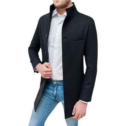 Herren Mantel Elegant Winter Melton Mantel Schwarz