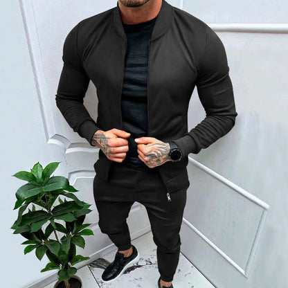 Herren Sportanzug Modern Stehkragen Reißverschlusstaschen