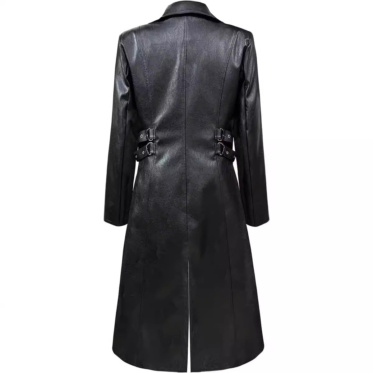 Damen Ledermantel Asymmetrisch Reißverschluss Modern