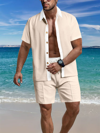 Herren Kurzarmhemd und Shorts Set Modern Sportlich