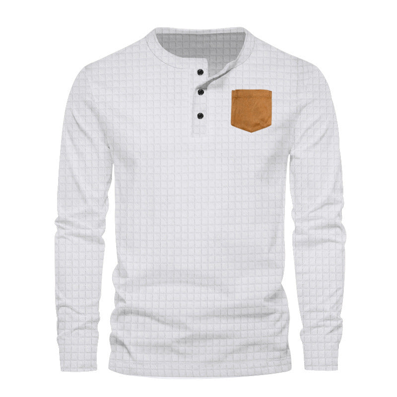 Herren Langarmshirt Leder Look Strukturiert Modern