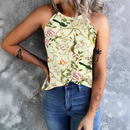 Damen Blumenshirt Ärmellos Sommerlang