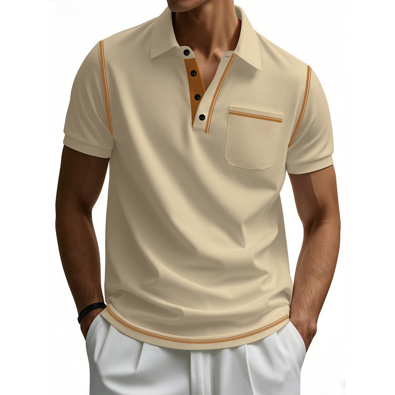 Herren Polo-Shirt Modern Kontrastkragen Slim Fit