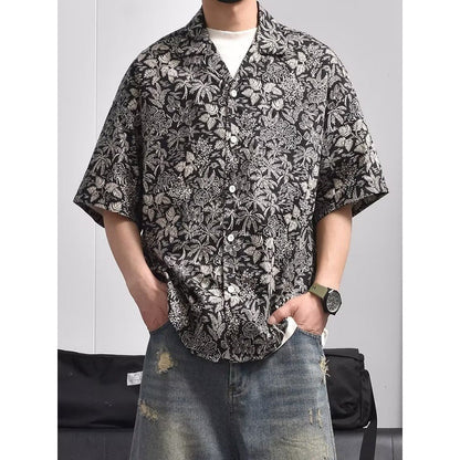 Herren Hemd Kurzarm Blumenmuster Sommer