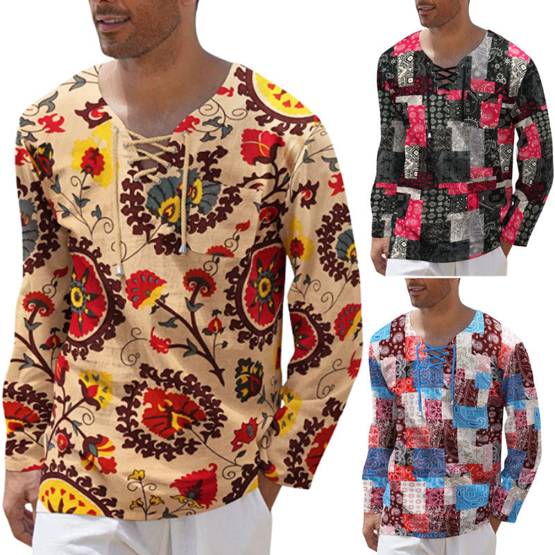 Herren Langarmshirt Patchwork Trendig Berlin Style - BerlinGlamour
