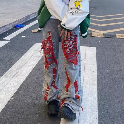 Herren Jeans Lässig Destroyed Ripped Berlin Style
