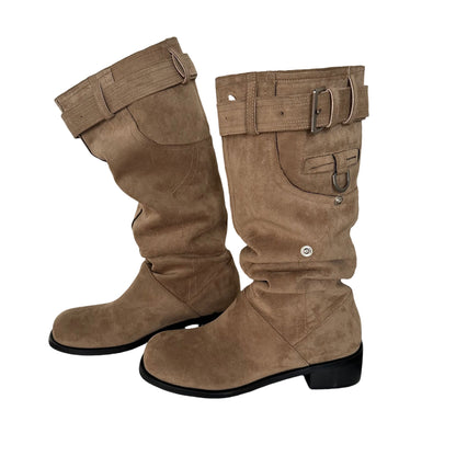 Damen Stiefel Mit Gummibund Komfort Blockabsatz Modern