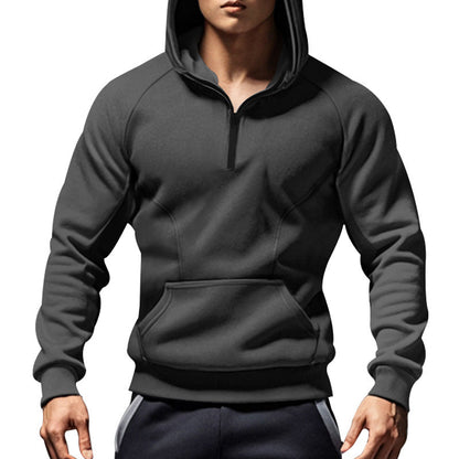 Herren Kapuzensweater Kurzarm mit Kängurutasche Sportlich Modern