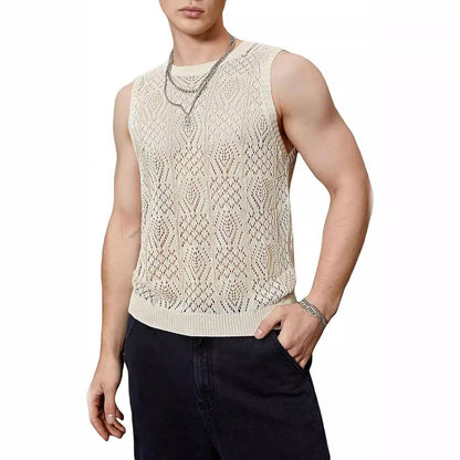 Herren Strickpullover Modernes Lochmuster Trendy