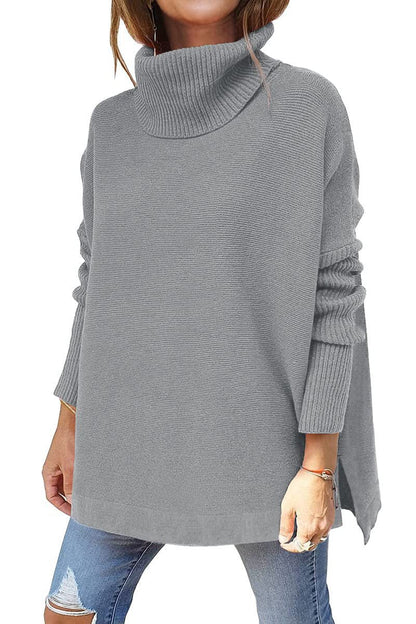 Damen Rollkragenpullover Oversized Großmasche Strick