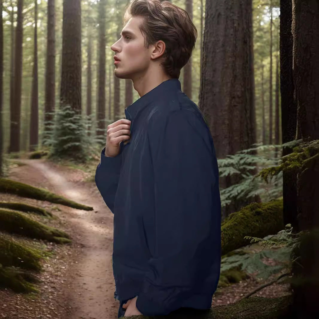 Herren Übergangsjacke Leicht Mit Kragen und Taschen