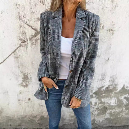 Damen Blazer Karierter Slim Fit Modern