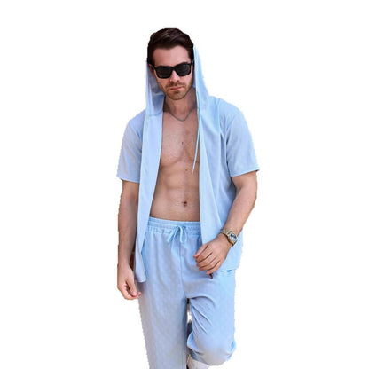Herren Sportbekleidung Set Kapuzenpullover Jogginghose Grau