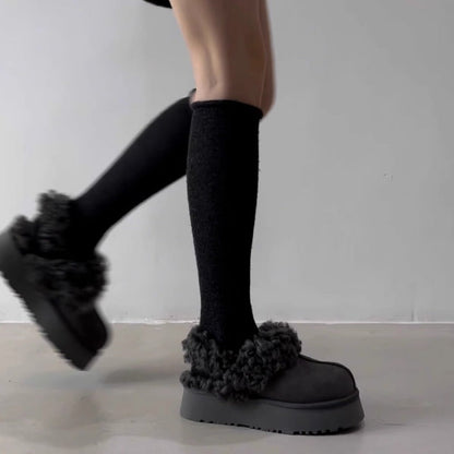 Damen Clogs Weich Fell Innenfutter Rutschfest