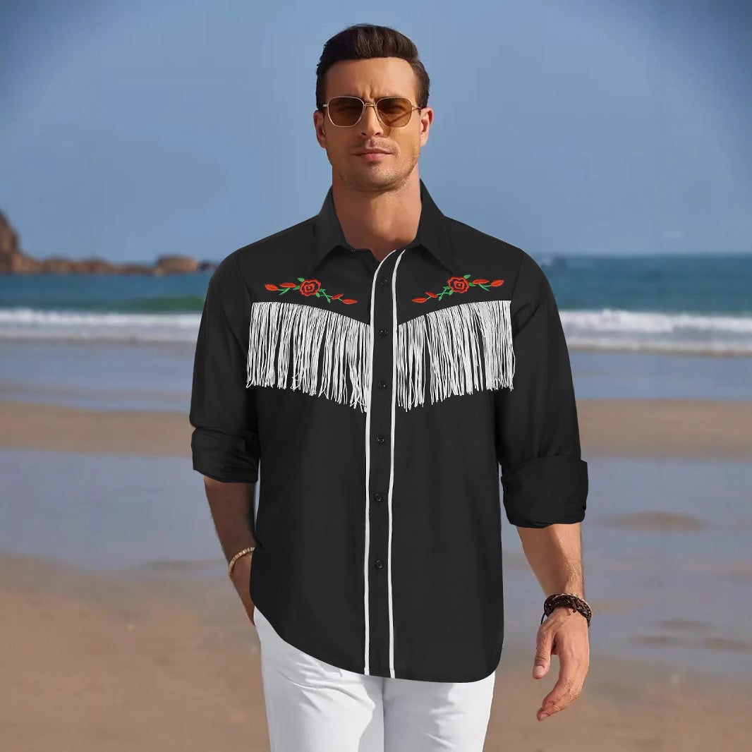 Herren Westernhemd Fransen Bestickung Berlin Western Look