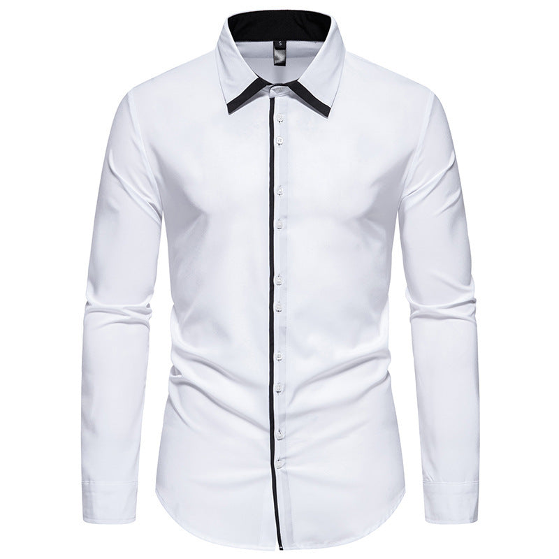 Herren Langarmhemd Elegant Mit Kontrastkragen Modern