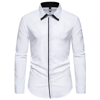 Herren Langarmhemd Elegant Mit Kontrastkragen Modern