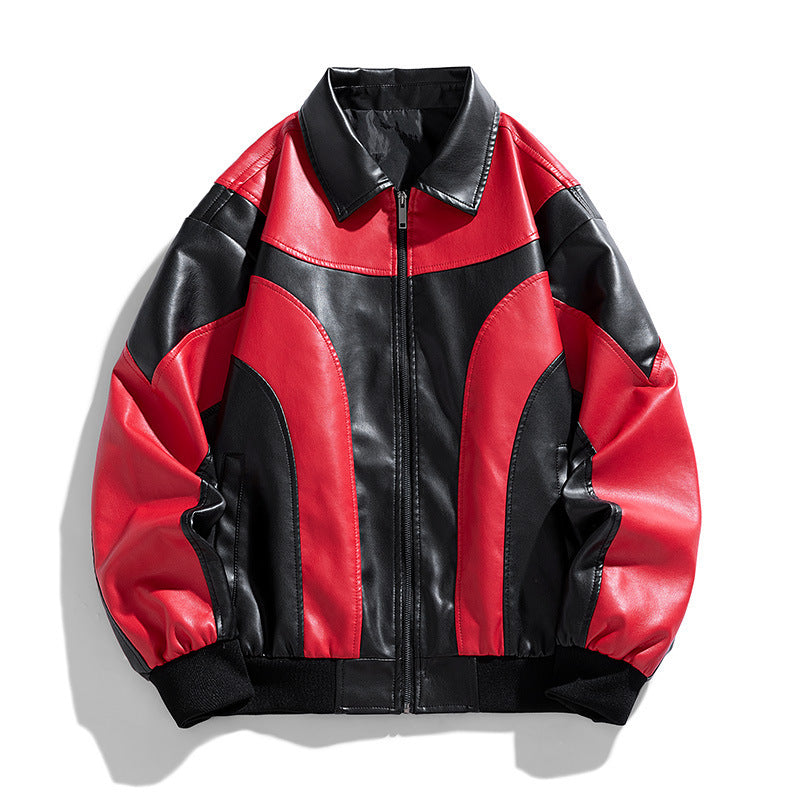 Herren Lederjacke Modern Schnitt Schwarz Ledermantel