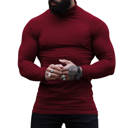 Herren T-Shirt Langarm Stehkragen Slim Fit Modern