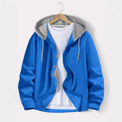 Herren Kapuzenjacke Lässig Casual mit Knopfverschluss