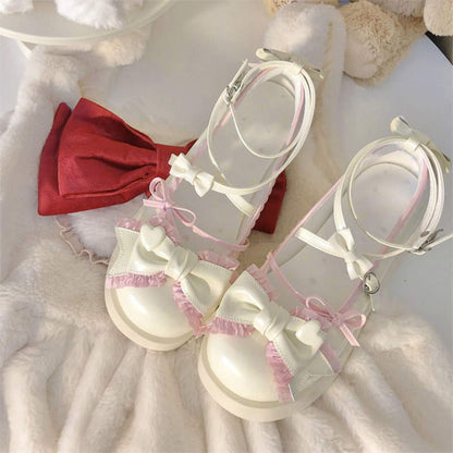 Damen Sandalen Schnürsandalen Romantisch mit Schleifen