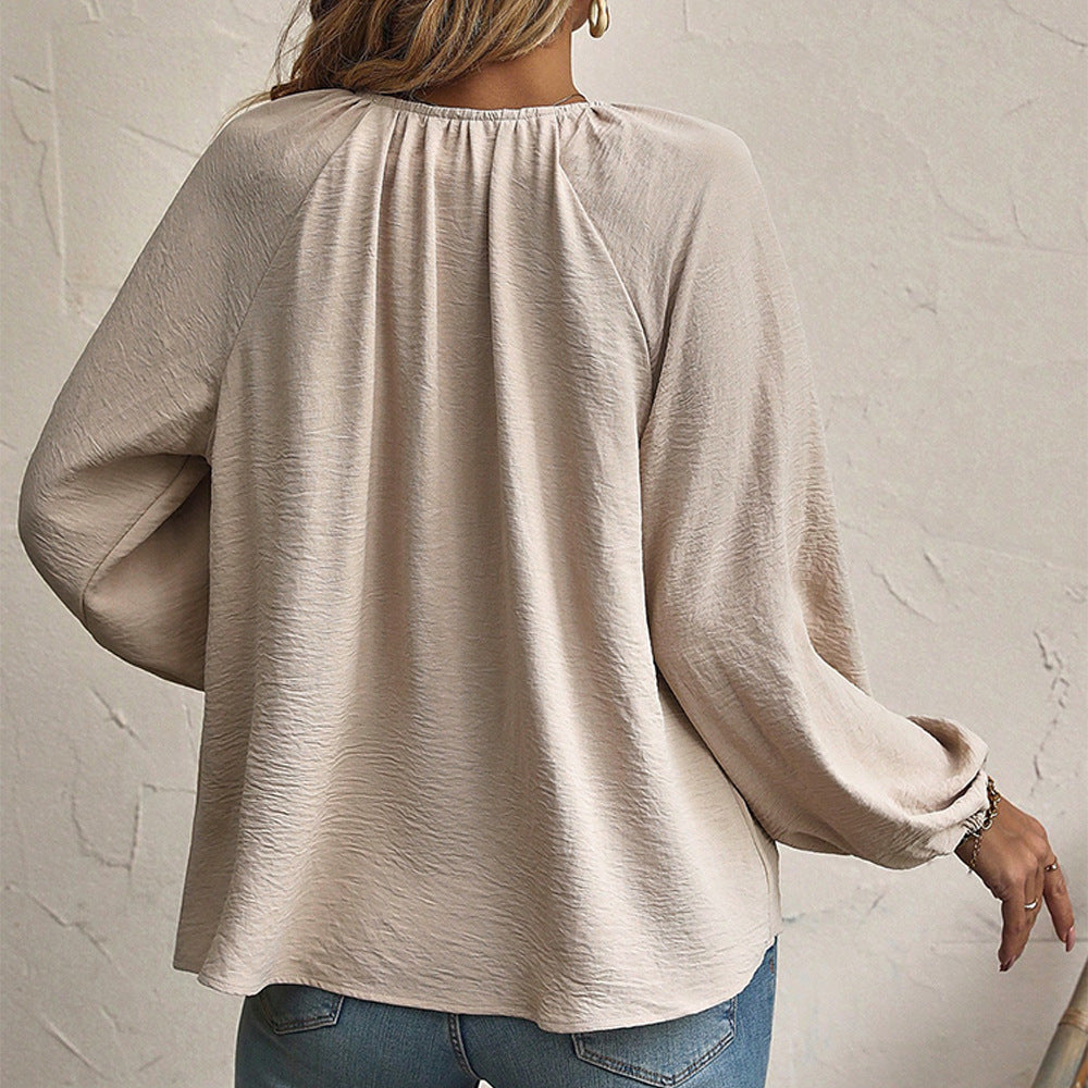Damen Bluse Modern mit Rüschendetails und Kordelzug