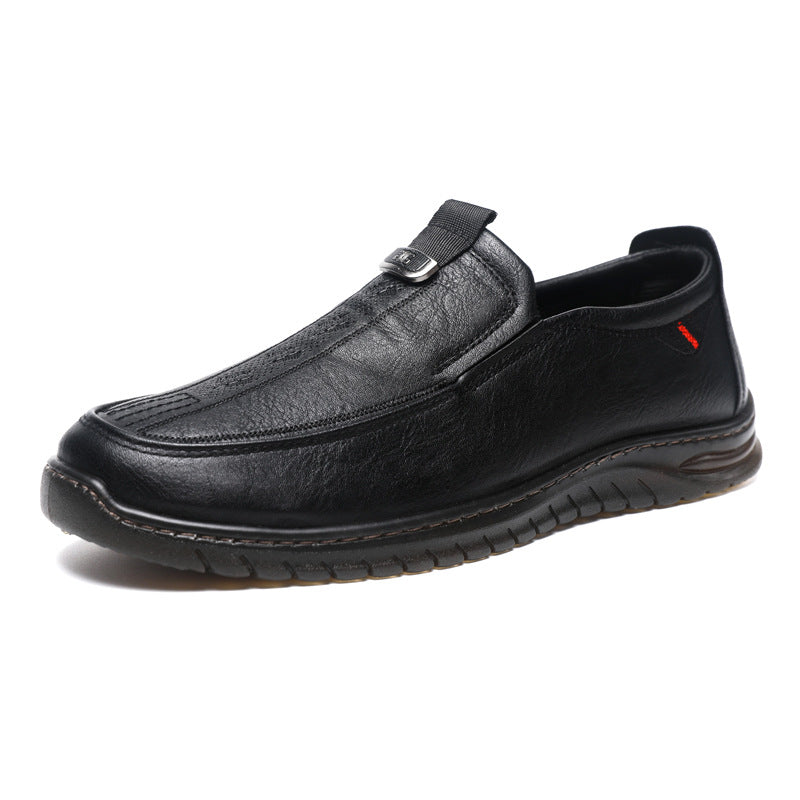 Herren Mokassins Bequem Elastisch Stylisch Schwarze Lederschuhe