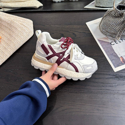 Damen Sneaker Sportlich mit dicker Sohle und Wildleder-Obermaterial