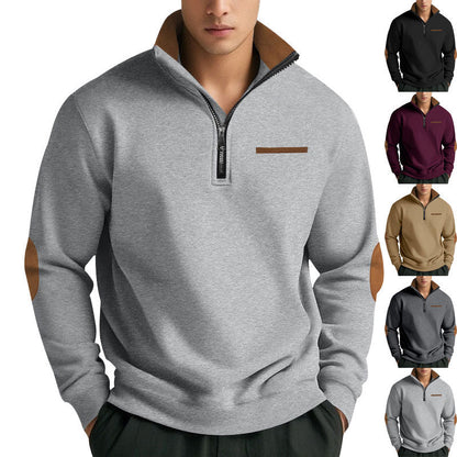 Herren Sweatshirt Stehkragen Reißverschluss Modisch Hochwertig - BerlinGlamour